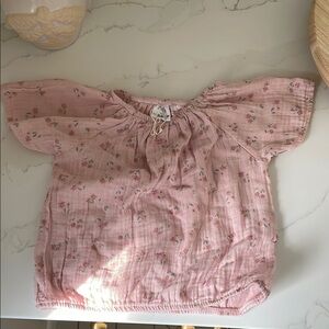 Zara muslin cotton pink floral top
